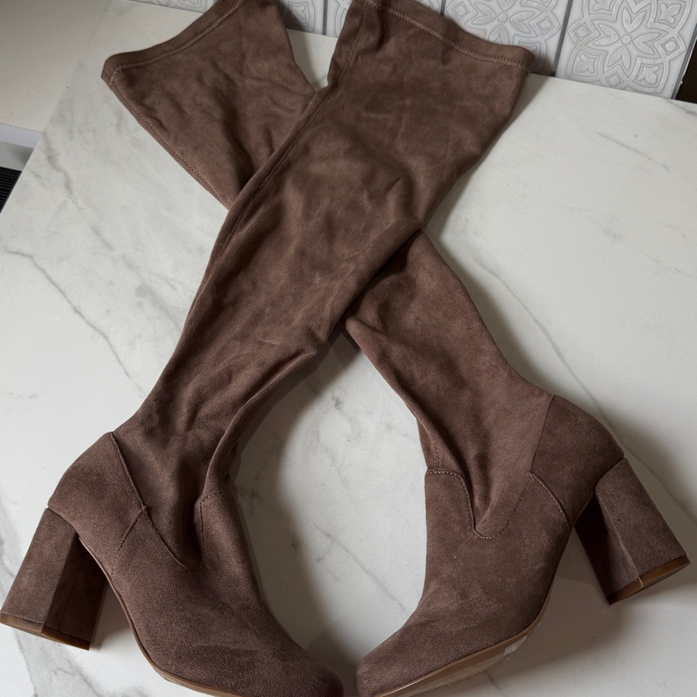 Brown Over-the-Knee Suede Boots